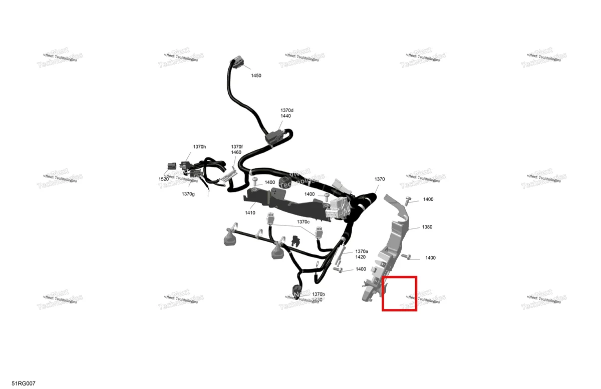 Деталь 515176890 (Кожух) на схеме узла 2027 Ski-Doo BACKCOUNTRY - Adrenaline - 850 E-TEC - UGVA - Deep Black - 16X146X2.0P Track Rotax - Engine Harness And Electronic Module