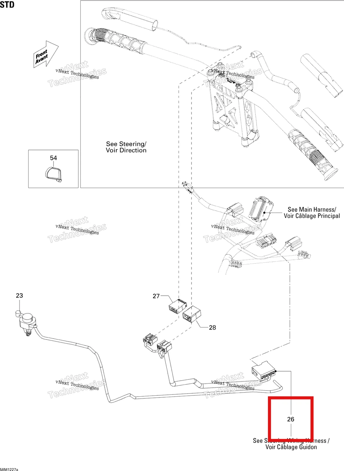 Деталь 515176911 на схеме узла 2012 Ski-Doo Tundra STD & Sport & LT 550F XP-LTS Electrical Accessories, Steering Std