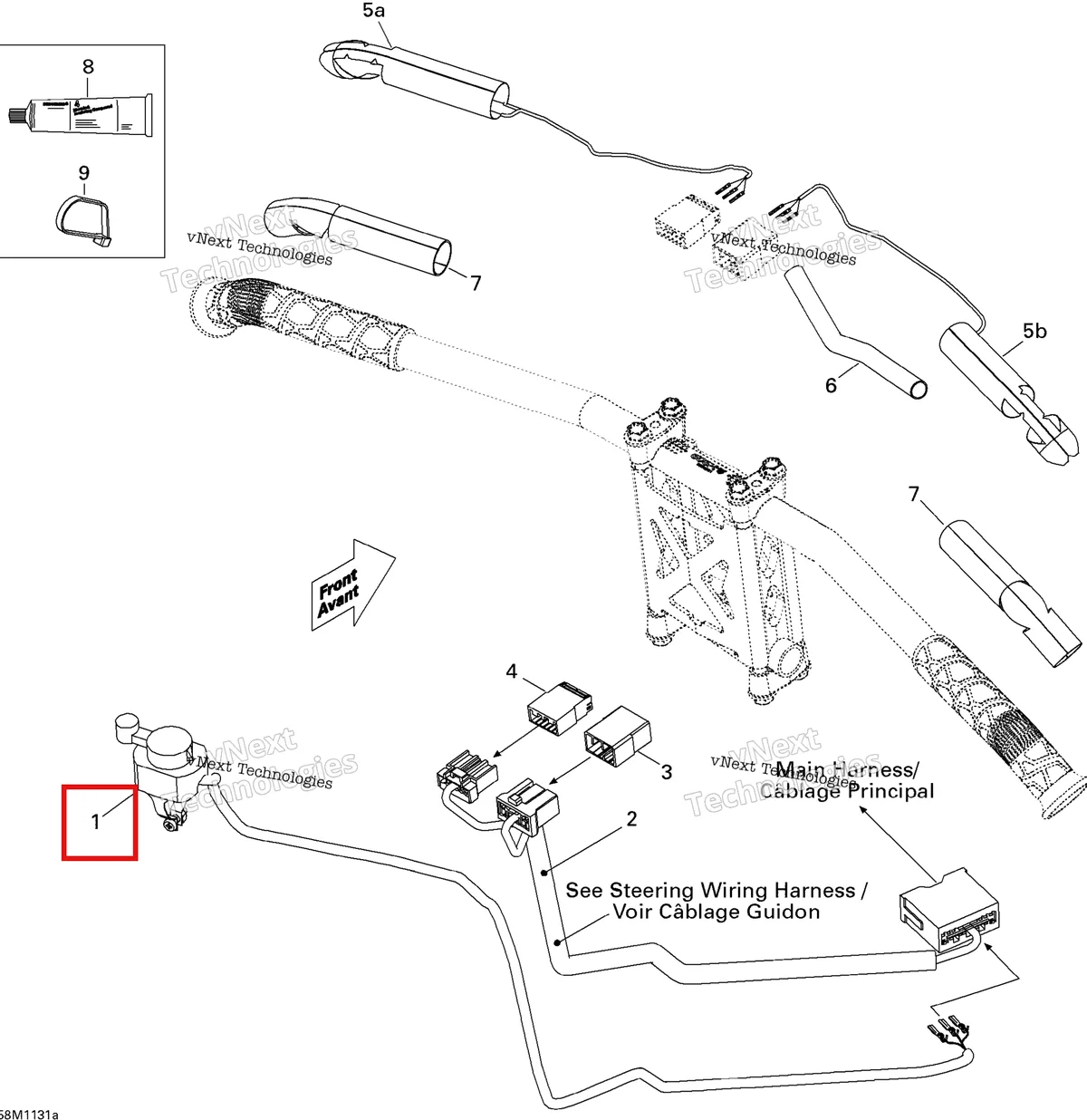 Деталь 515176918 на схеме узла 2011 Ski-Doo Tundra STD & Sport & LT 550F XP-LTS Electrical Accessories, Steering Std