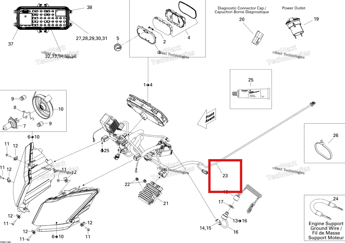 Деталь 515176932 (Деталь Wiring Harness) на схеме узла 2011 Ski-Doo Skandic WT 600 ACE XU Electrical System