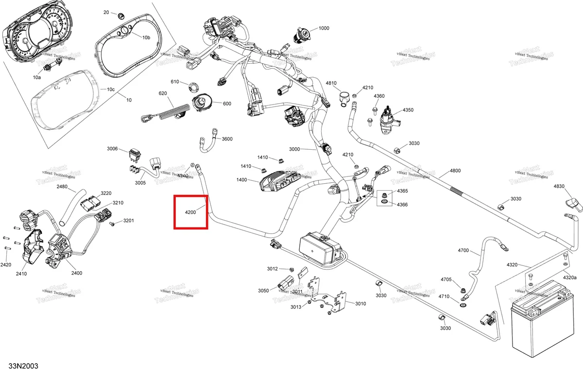 Деталь 515176945 (Деталь Start Cable. Model-900 Ace) на схеме узла 2020 Ski-Doo SKANDIC WT 900 ACE Electric - System
