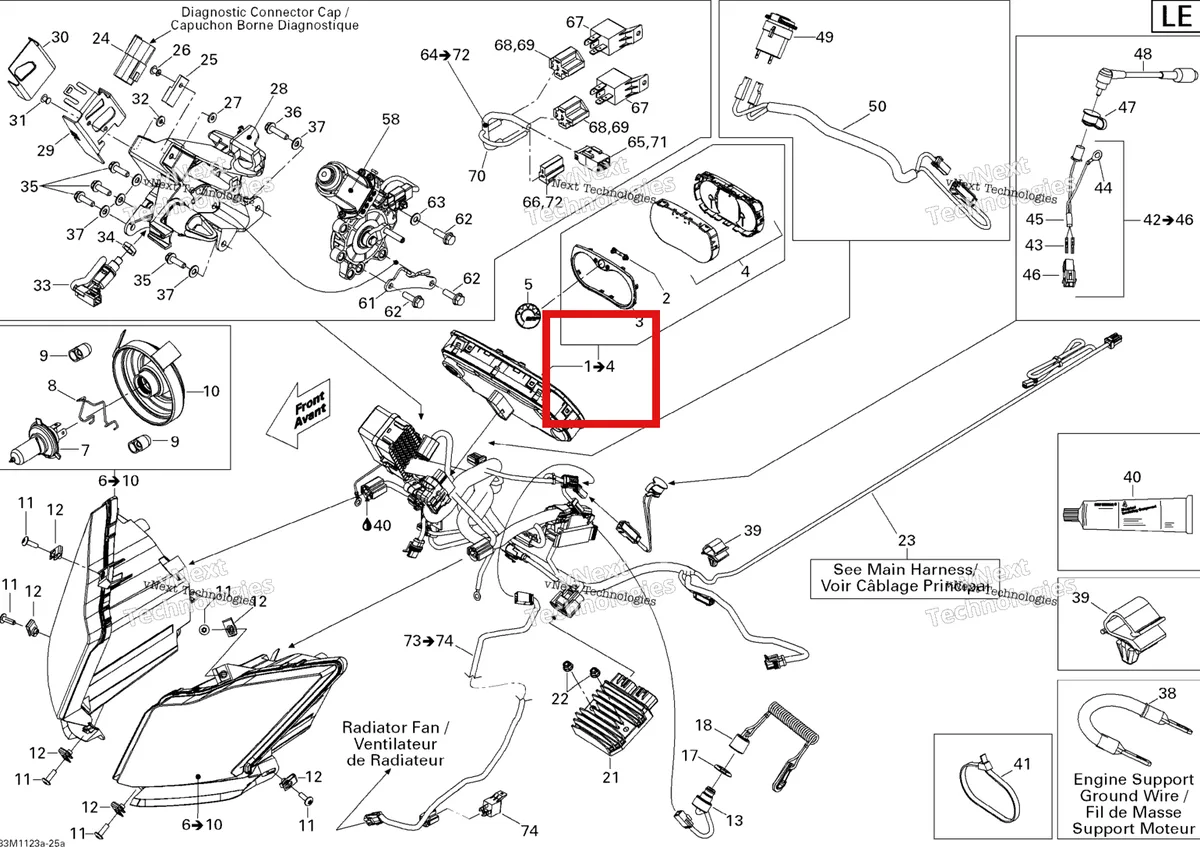 Деталь 515176954 на схеме узла 2011 Ski-Doo Grand Touring LE & SE 1200 XR Electrical System Le