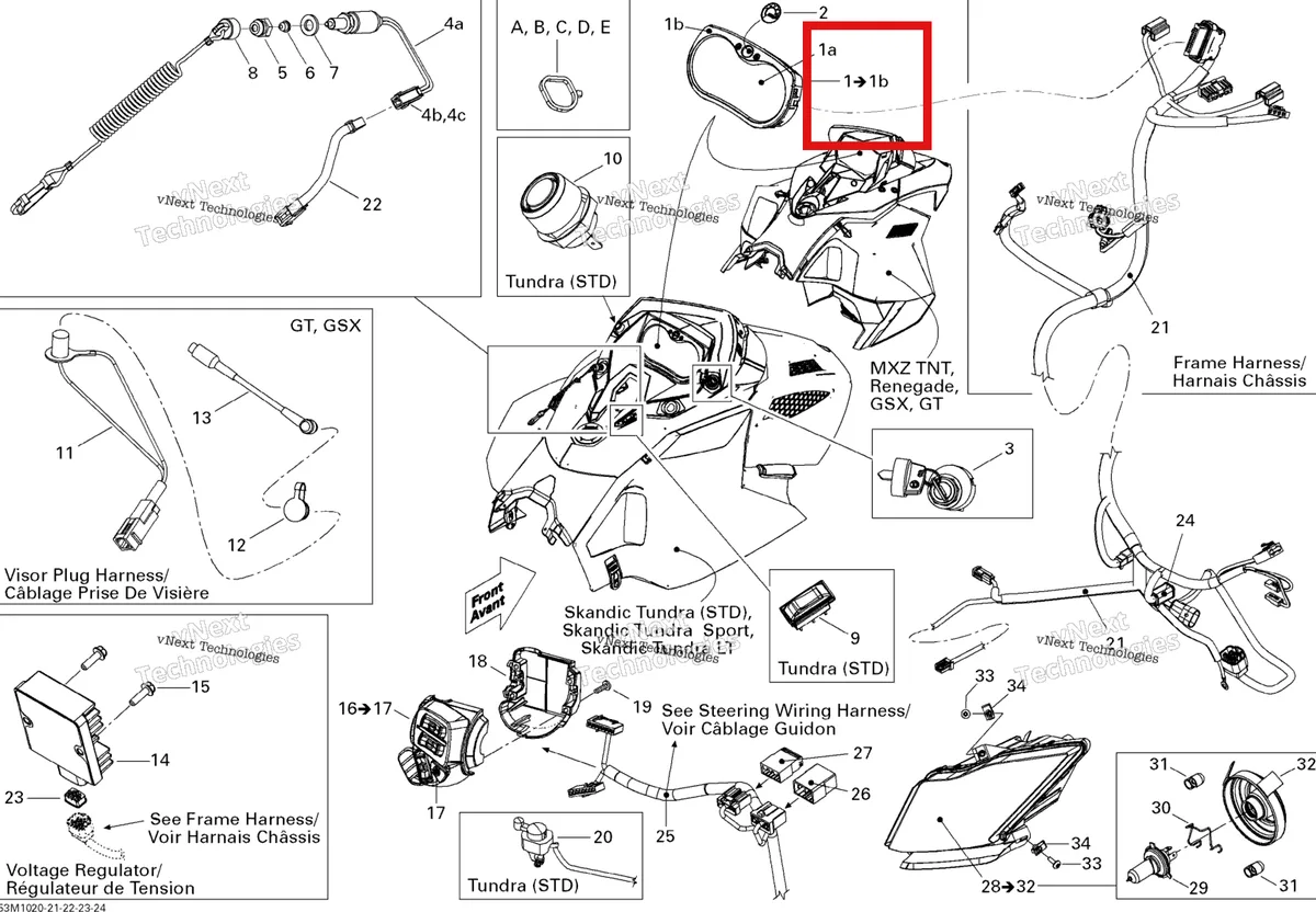 Деталь 515176958 (Деталь Speedometer. Includes 1 To 1b) на схеме узла 2010 Ski-Doo Skandic Tundra, STD, SPORT, LT Electrical Accessories