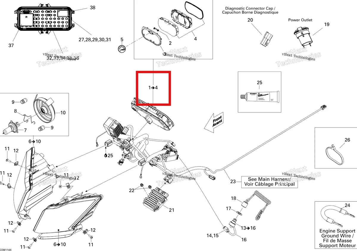 Деталь 515176963 на схеме узла 2011 Ski-Doo Expedition LE 1200 XU Electrical System