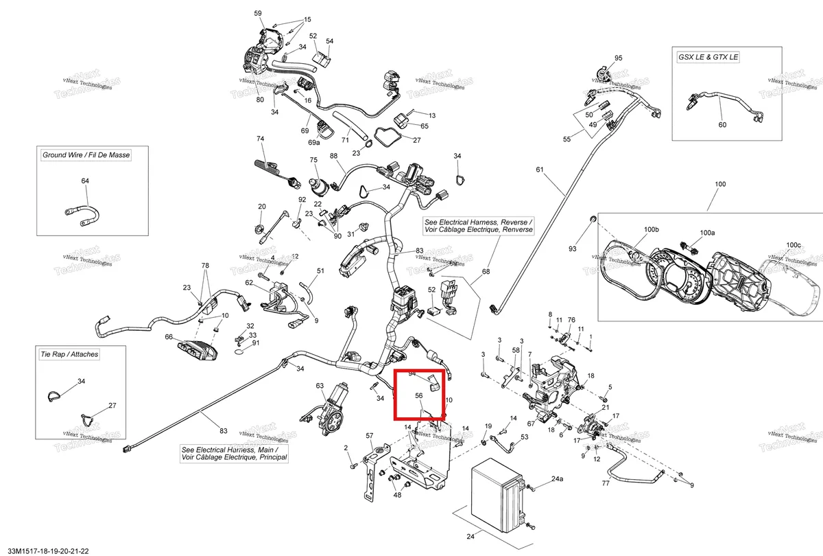 Деталь 515176970 на схеме узла 2015 Ski-Doo RENEGADE X 1200 XR137 Electrical System
