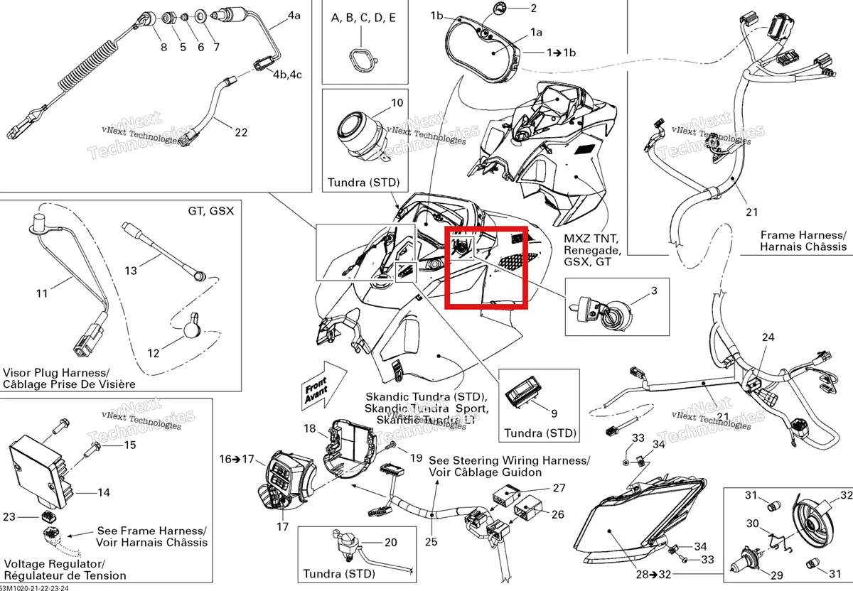 Деталь 515176974 на схеме узла 2010 Ski-Doo Grand-Touring Sport 550F Electrical Accessories