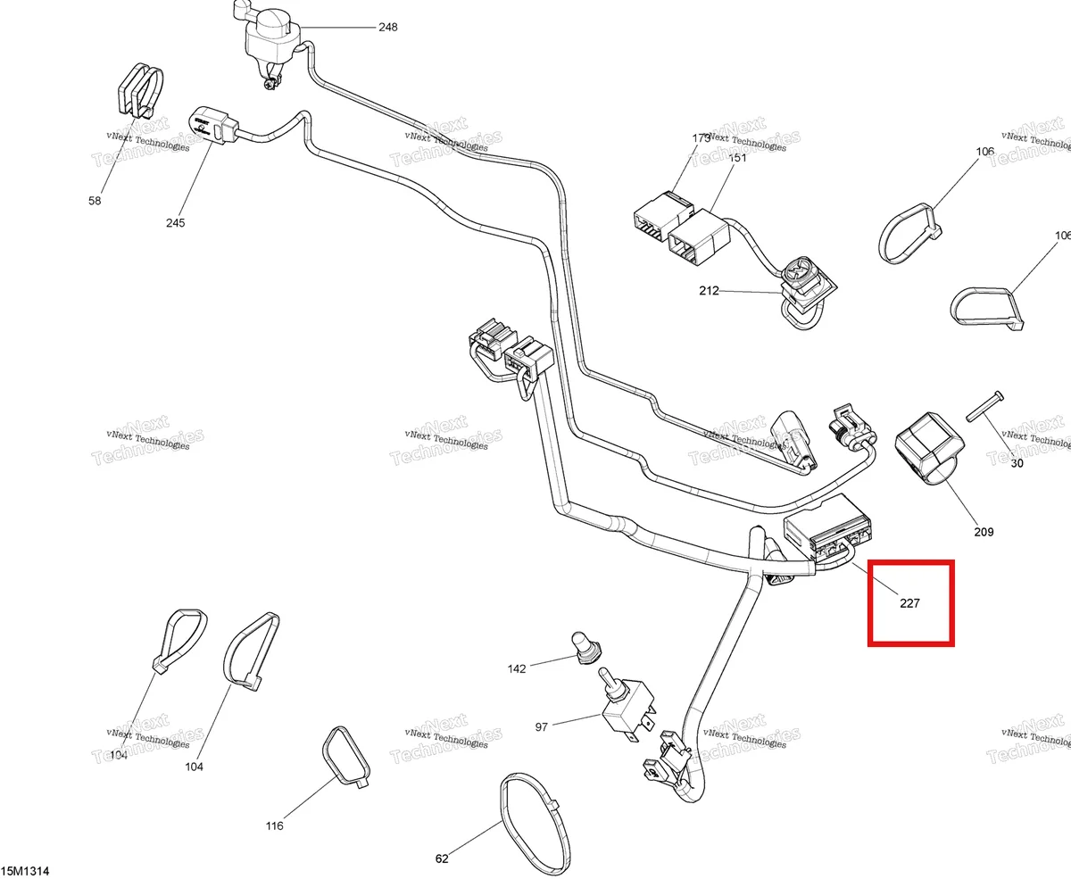 Деталь 515176984 (Деталь Steering Wiring Harness Ass'y. Includes 1 To 8) на схеме узла 2013 Ski-Doo FREERIDE 154R, 800RE XP Steering Wiring Harness