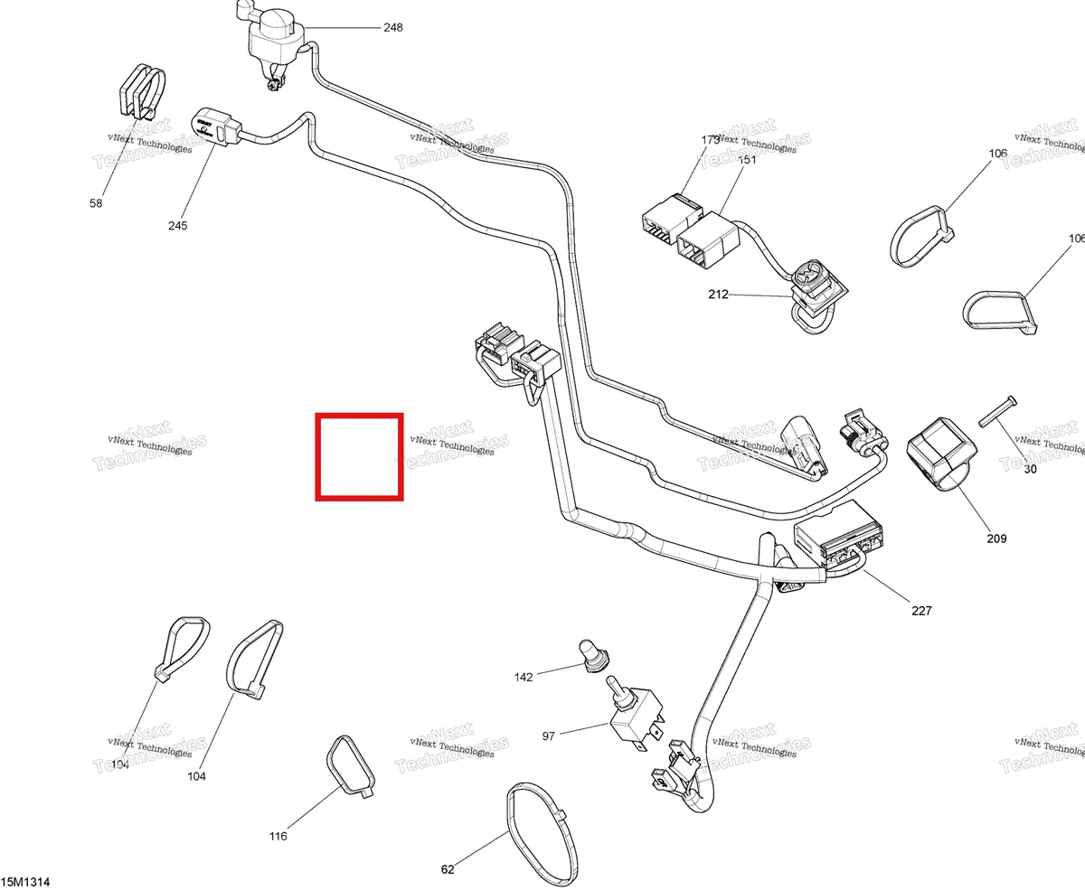 Деталь 515176987 (Деталь Switch. Includes 5 To 9) на схеме узла 2013 Ski-Doo FREERIDE 137, 146, 154, 800RE XP Steering Wiring Harness