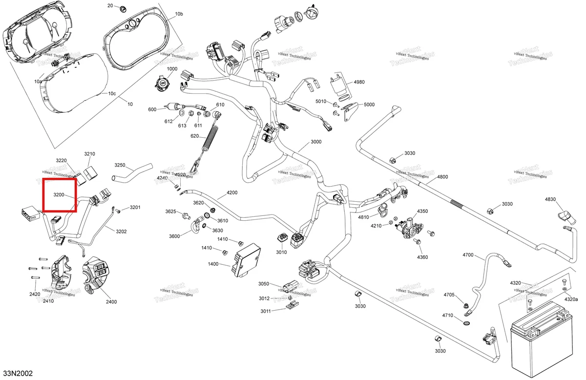 Деталь 515176995 (Деталь Steering Wiring Harness. Includes 9 To 25) на схеме узла 2020 Ski-Doo SKANDIC WT 550F Electric - System