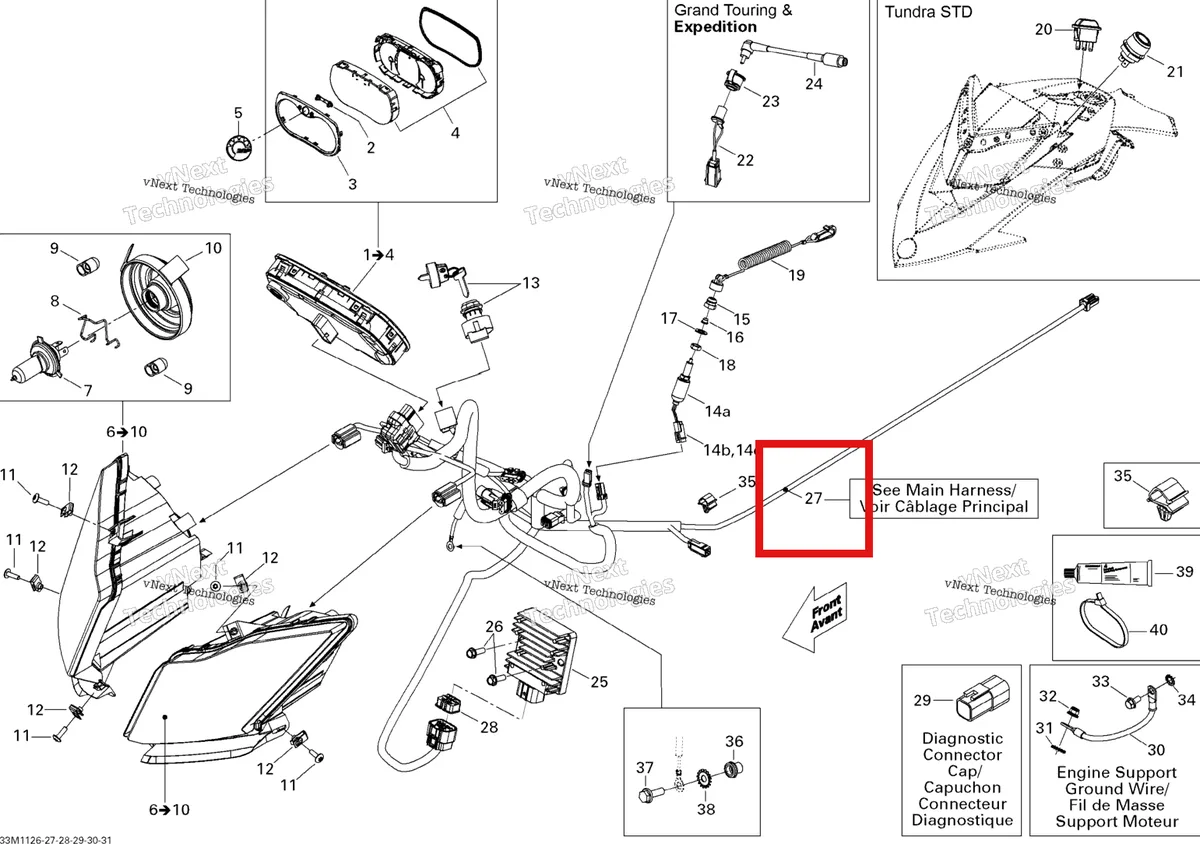 Деталь 515177000 на схеме узла 2011 Ski-Doo Tundra STD & Sport & LT 550F XP-LTS Electrical System