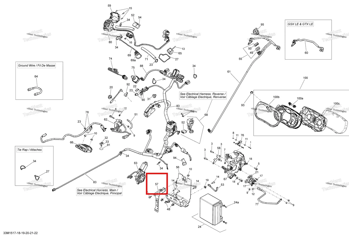 Деталь 515177008 (Деталь Battery Strip) на схеме узла 2015 Ski-Doo RENEGADE X 1200 XR137 Electrical System