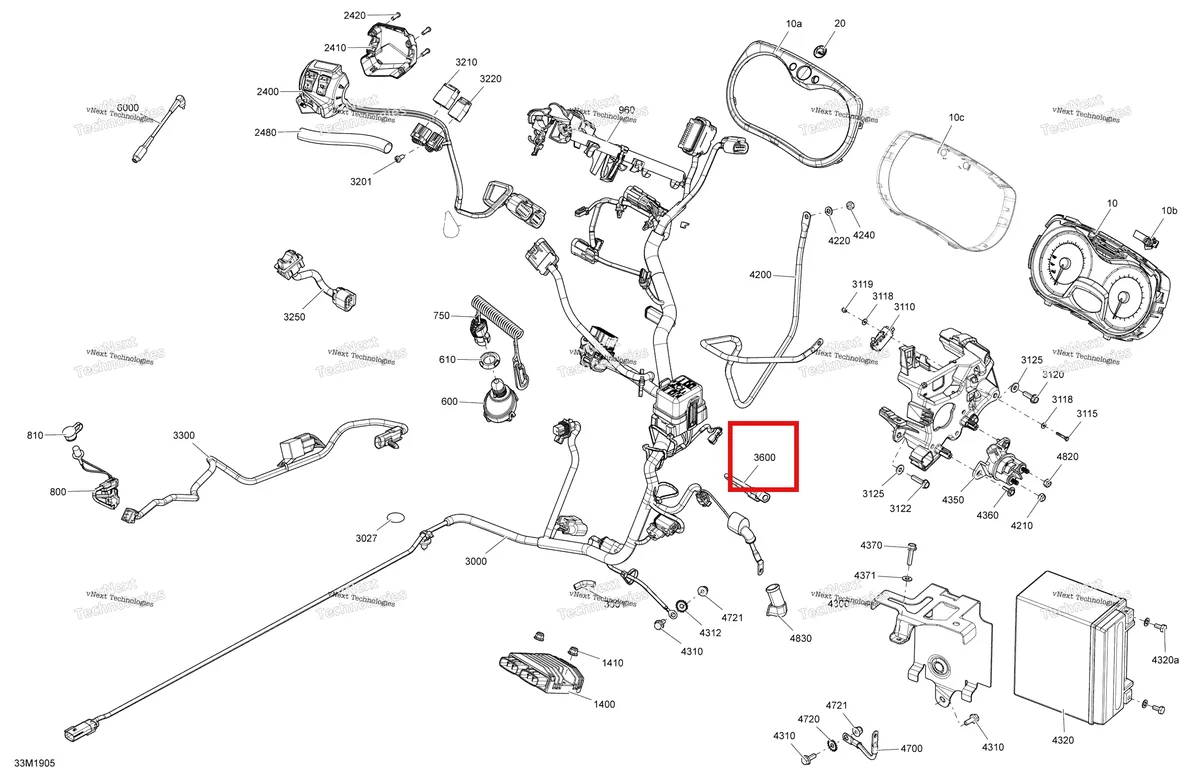 Деталь 515177014 (Деталь Ground Wire) на схеме узла 2019 Ski-Doo GRAND TOURING 600 ACE Electrical - 600 Ace