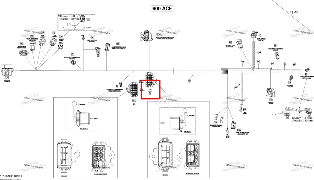 Деталь 515177015 (Деталь Fuse Relay Decal) на схеме узла 2011 Ski-Doo Tundra LT 600ACE Electrical Harness