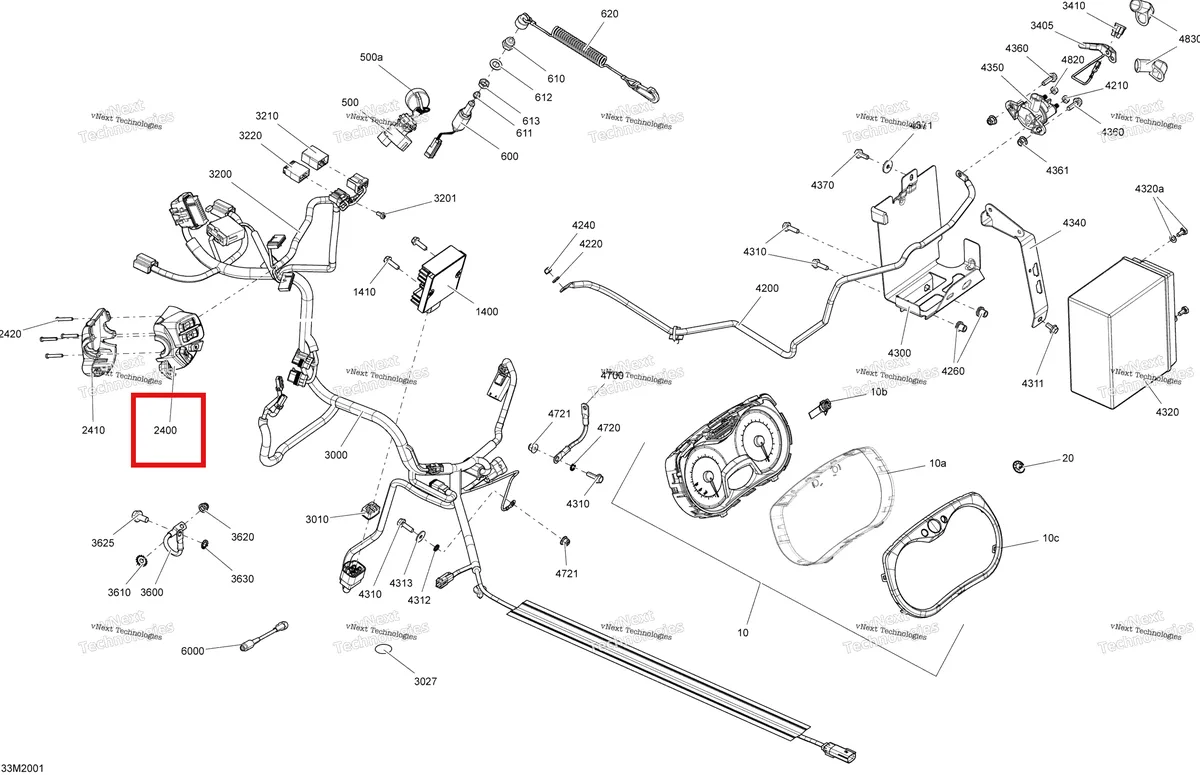 Деталь 515177021 (Деталь Switch Housing Lh. Includes 1 To 2) на схеме узла 2020 Ski-Doo TUNDRA 550F Electrical System