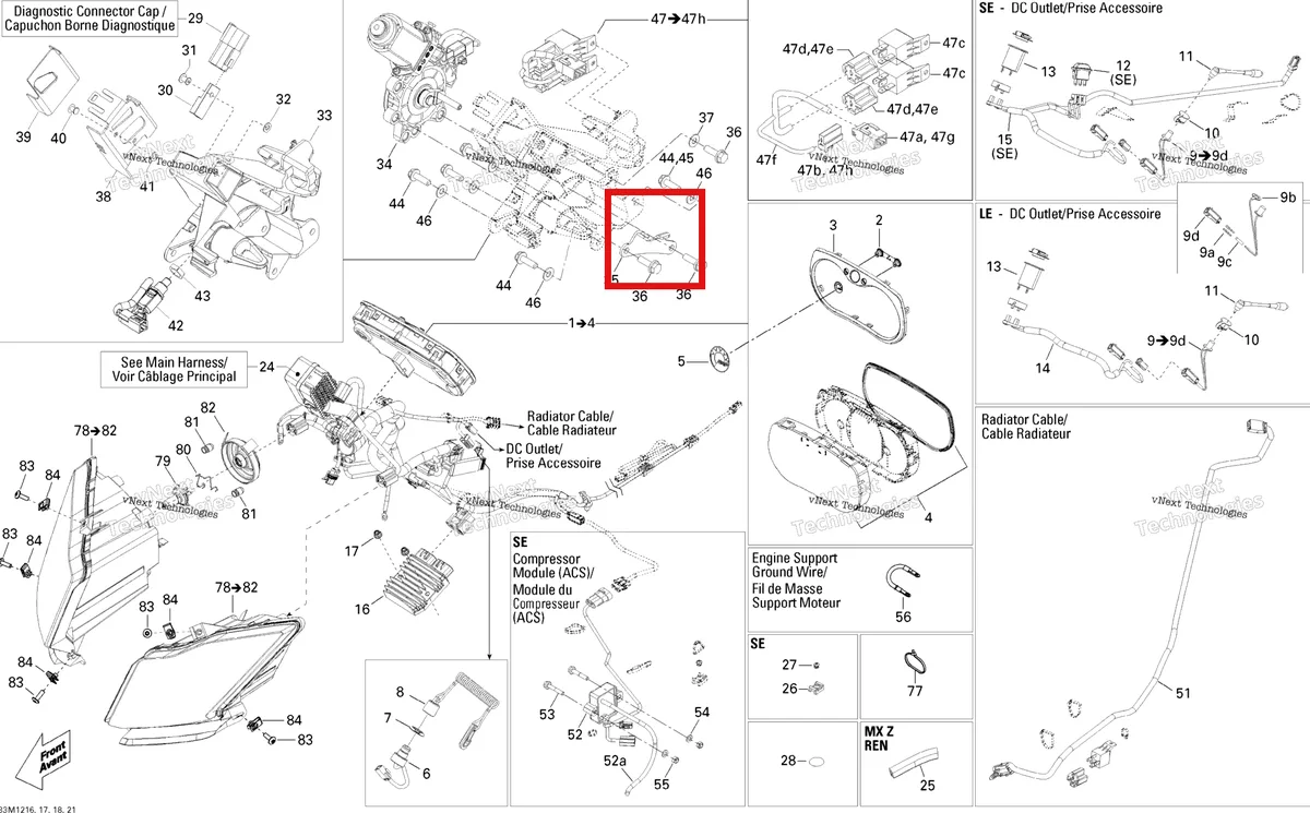 Деталь 515177044 на схеме узла 2012 Ski-Doo Grand Touring LE & SE 1200 XR Electrical System
