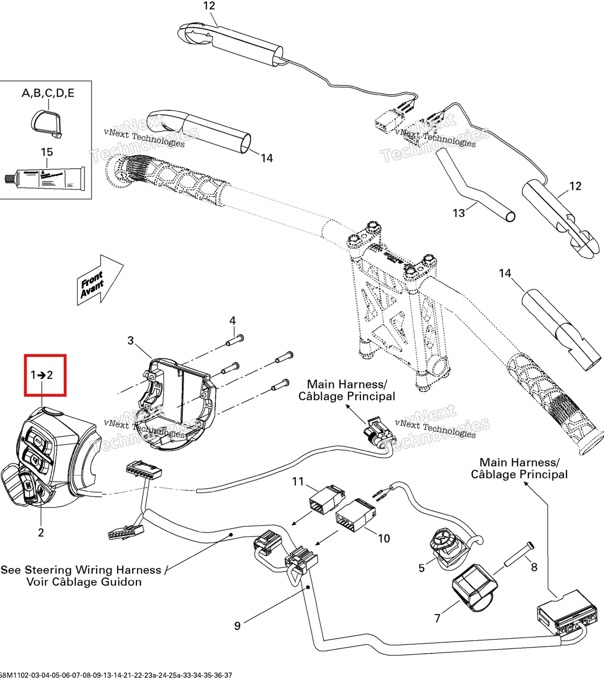 Деталь 515177053 на схеме узла 2011 Ski-Doo Renegade SP 800R PTEK Electrical Accessories, Steering