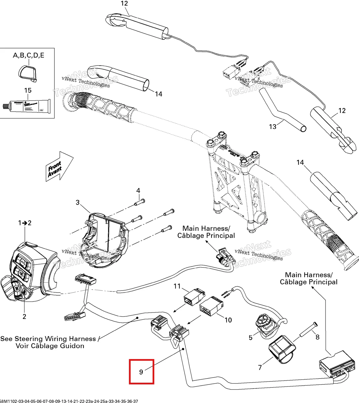Деталь 515177054 на схеме узла 2011 Ski-Doo Renegade SP 800R PTEK Electrical Accessories, Steering