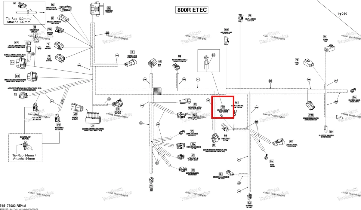 Деталь 515177058 на схеме узла 2011 Ski-Doo Summit FREERIDE 800R E-TEC Electrical Harness