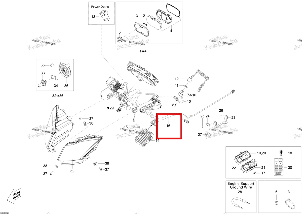 Деталь 515177075 (Деталь Main Harness. Includes 1 To Vc) на схеме узла XU Electrical System