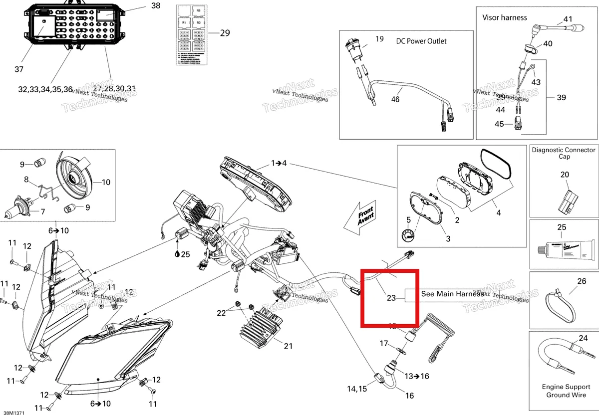 Деталь 515177076 (Деталь Main Harness. Includes 1 To Vc) на схеме узла 2013 Ski-Doo EXPEDITION LE 1200 XU Electrical System