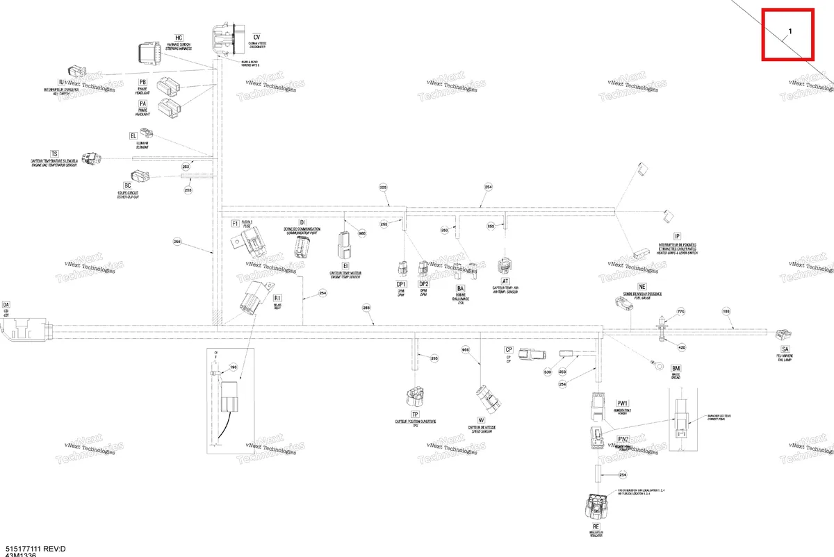 Деталь 515177111 (Деталь Wiring Harness) на схеме узла 2013 Ski-Doo MXZ X 600RS XP Electrical Harness