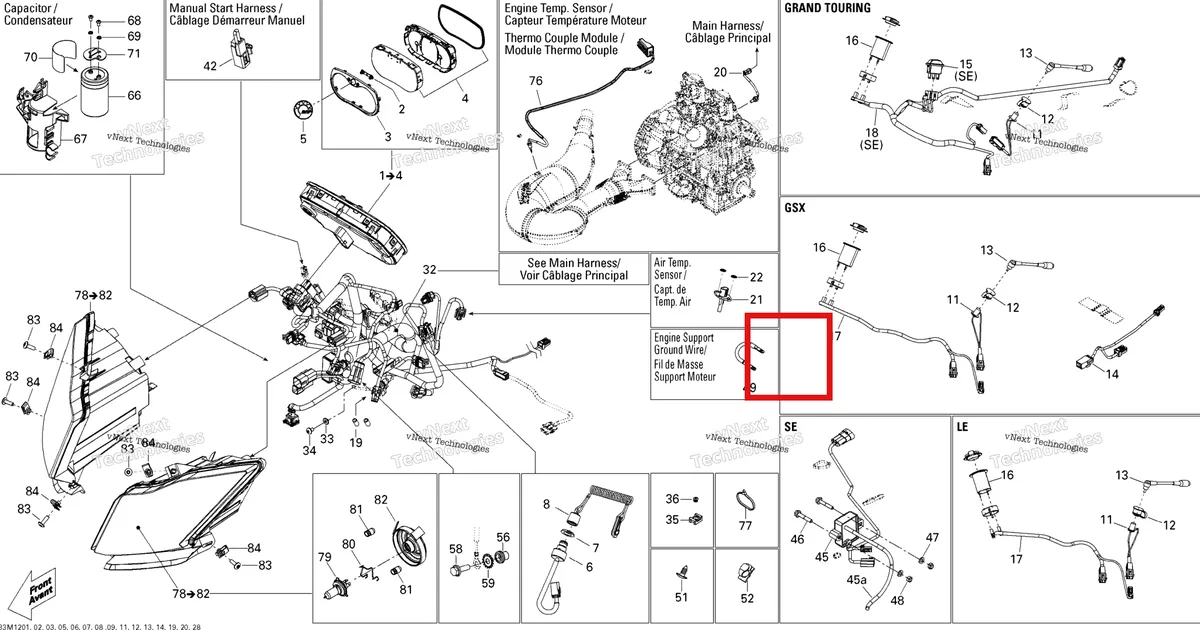 Деталь 515177118 на схеме узла 2012 Ski-Doo Freeride 137 & 146 & 154 800RETEC XP Electrical System