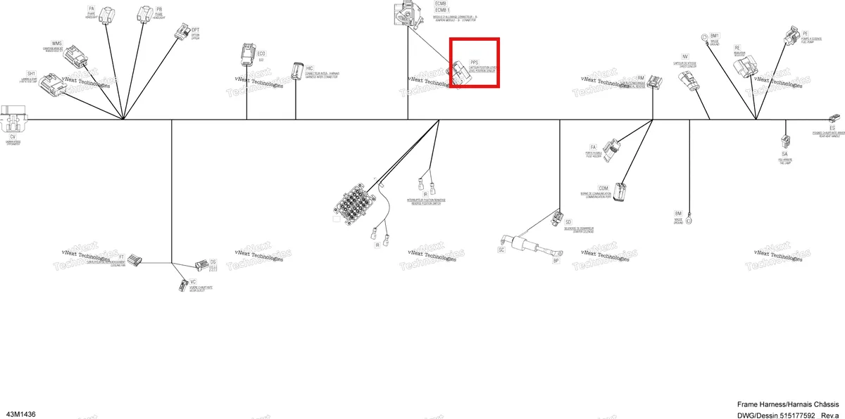 Деталь 515177150 (Деталь Housing Connector) на схеме узла 2014 Ski-Doo GRAND TOURING LE 900 ACE XR Electrical Harness Frame
