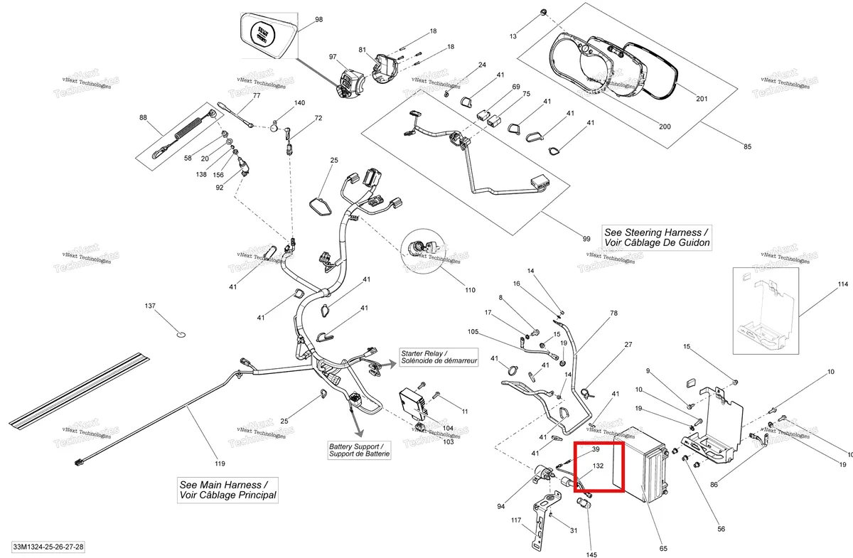 Деталь 515177200 (Деталь Fuse Battery Wire. With Electric Starter) на схеме узла 2013 Ski-Doo TUNDRA SPORT & LT 550F XP Electrical System