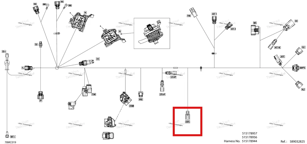 Деталь 515177204 (Кожух) на схеме узла 2023 Ski-Doo SKANDIC SE 600R E-TEC - 20 INCH Electric - Main Harness - 515178956