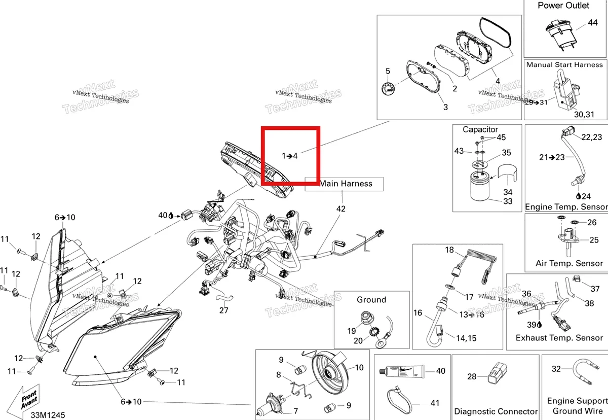 Деталь 515177241 на схеме узла 2012 Ski-Doo Skandic SWT 600 H.O. E-TEC Electrical System