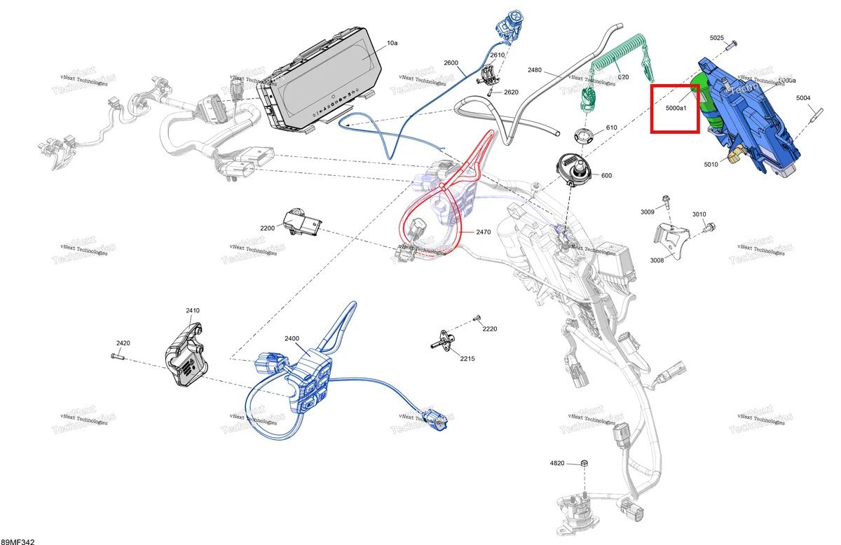 Деталь 515177272 (Деталь Capacitor) на схеме узла 2026 Ski-Doo BACKCOUNTRY - Adrenaline - 850 E-TEC - UGTA - Deep Black - 16X146X2.0P Track Electric - Upper Section