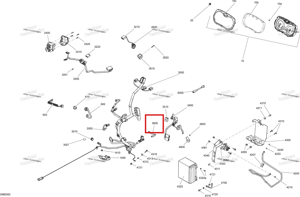 Деталь 515177289 (Деталь Ground Wire) на схеме узла 2020 Ski-Doo RENEGADE 600 CARB Electrical System