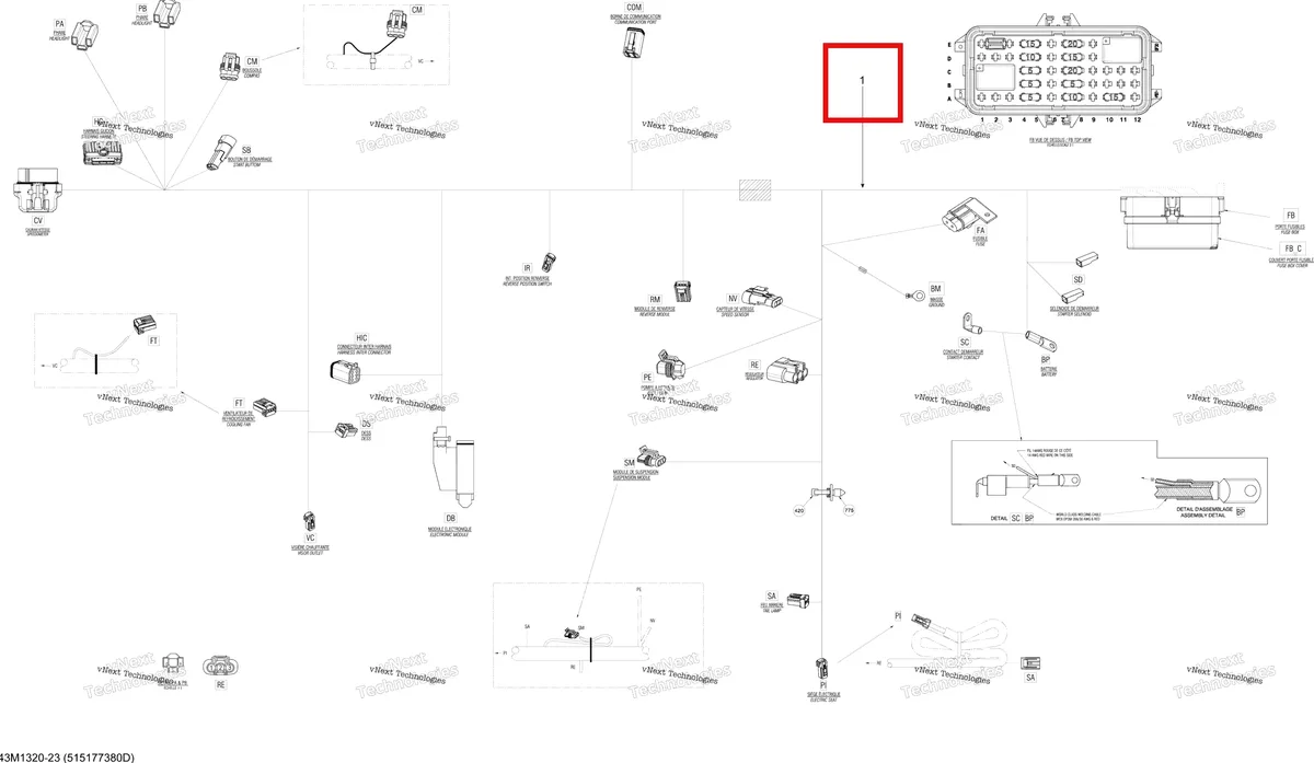 Деталь 515177380 на схеме узла 2013 Ski-Doo GSX LE & SE 1200 XR Electrical Harness