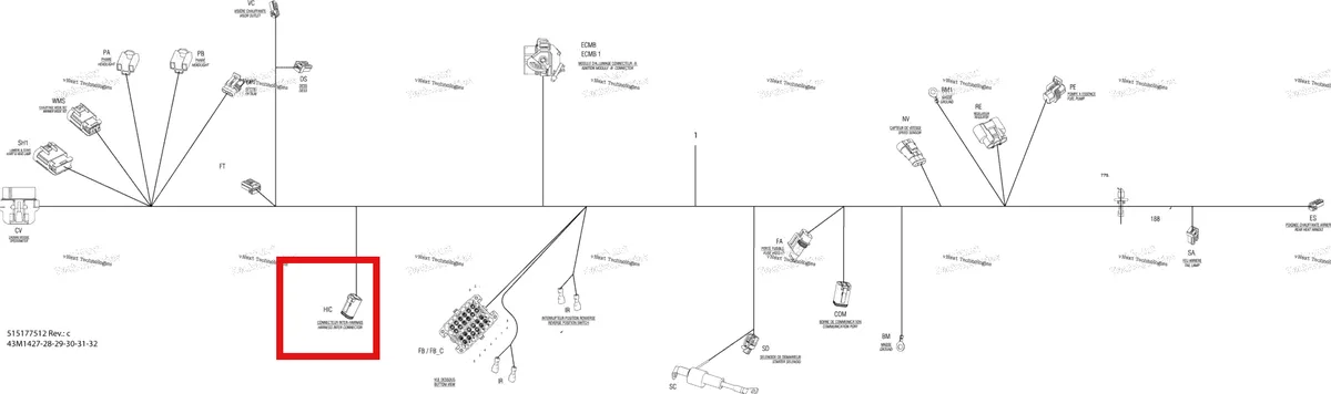 Деталь 515177391 на схеме узла 2014 Ski-Doo TUNDRA SPORT 600ACE XU Electrical Harness