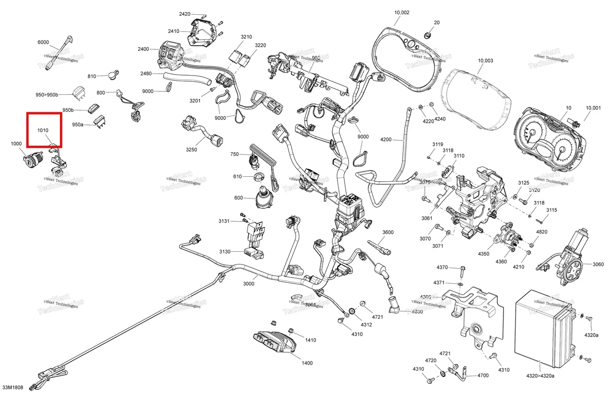 Деталь 515177400 (Деталь Power Outlet Harness) на схеме узла 2018 Ski-Doo GRAND TOURING 900 AC Electrical System Grand Touring - 900 Ace - Package Le