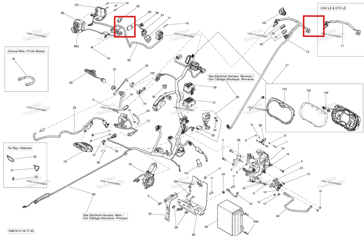 Деталь 515177417 на схеме узла 2014 Ski-Doo GRAND TOURING LE 12004TEC XR Electrical System