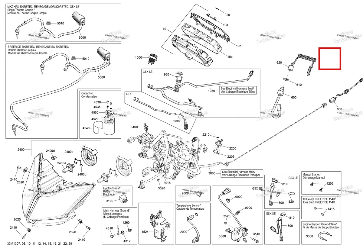 Деталь 515177421 на схеме узла 2013 Ski-Doo GSX SE 600HOE Electrical System
