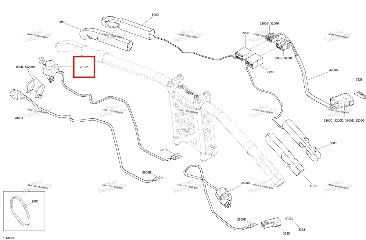 Деталь 515177434 на схеме узла 2013 Ski-Doo MXZ X 600RS XP Steering Wiring Harness