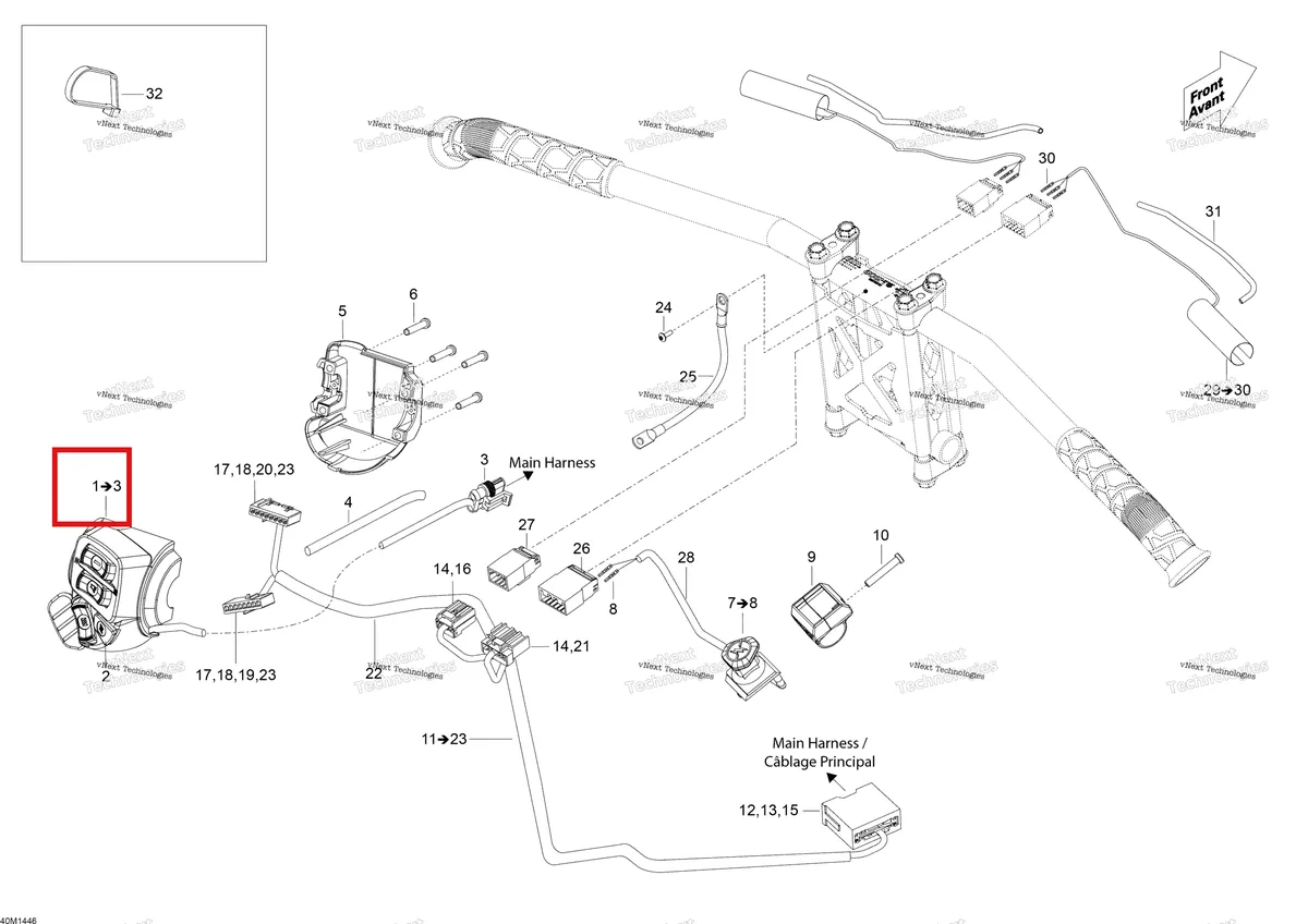 Деталь 515177508 (Деталь Switch Housing Lh. Includes 1 To 3) на схеме узла XU Steering Wiring Harness