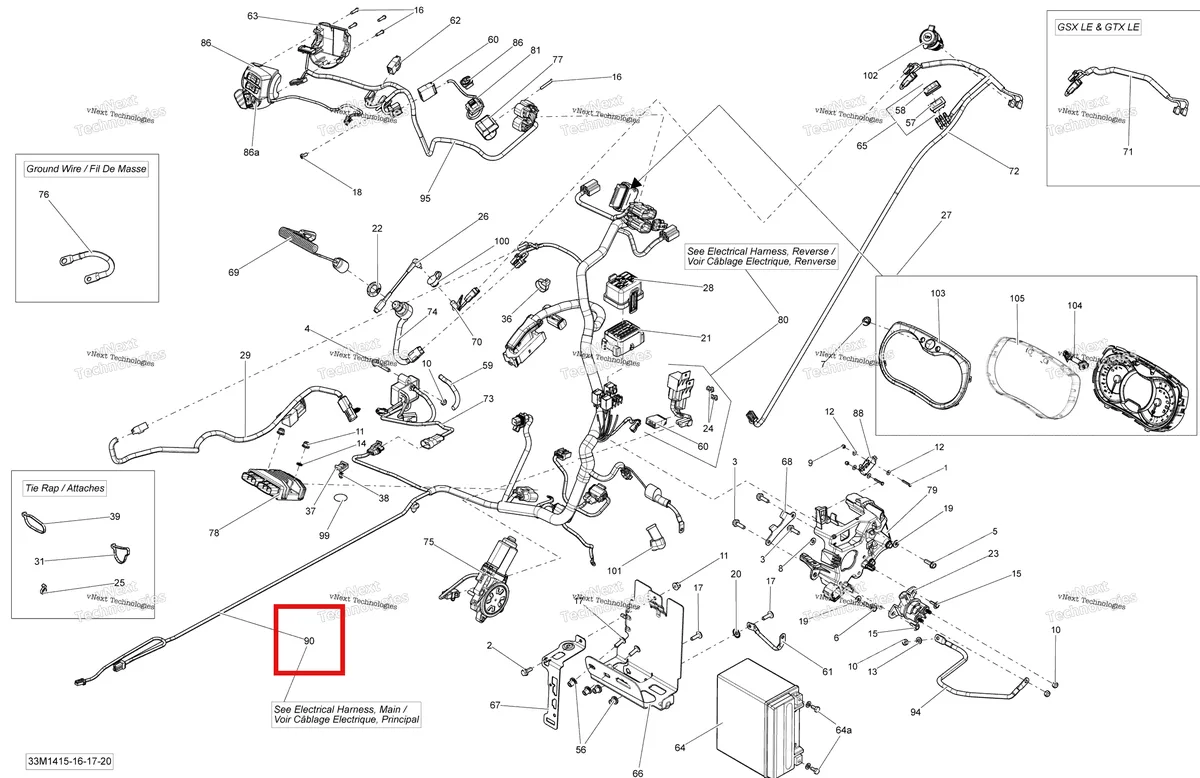 Деталь 515177510 на схеме узла 2014 Ski-Doo RENEGADE X 12004TEC XR Electrical System