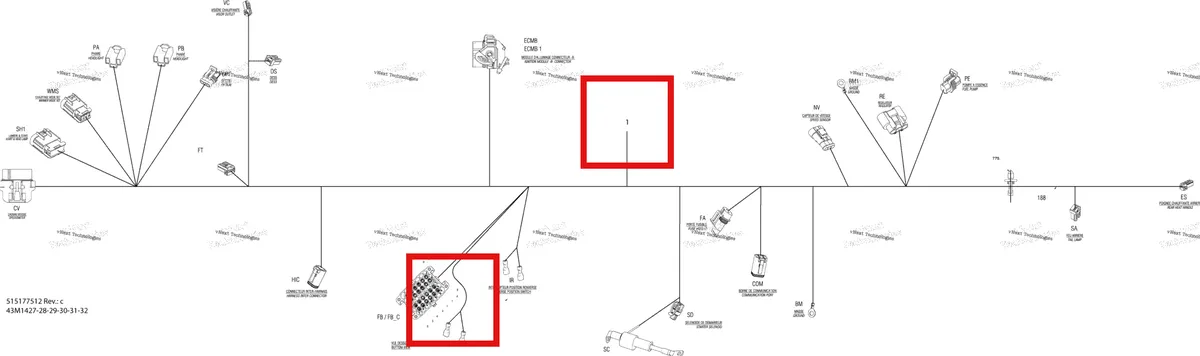 Деталь 515177512 на схеме узла 2014 Ski-Doo TUNDRA SPORT 600ACE XU Electrical Harness