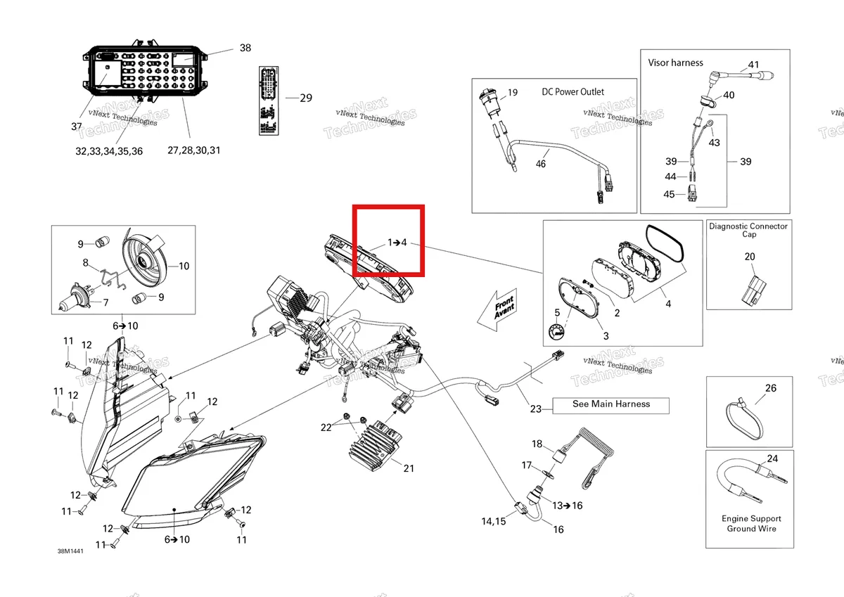 Деталь 515177526 на схеме узла 2014 Ski-Doo EXPEDITION LE 1200 XU Electrical System