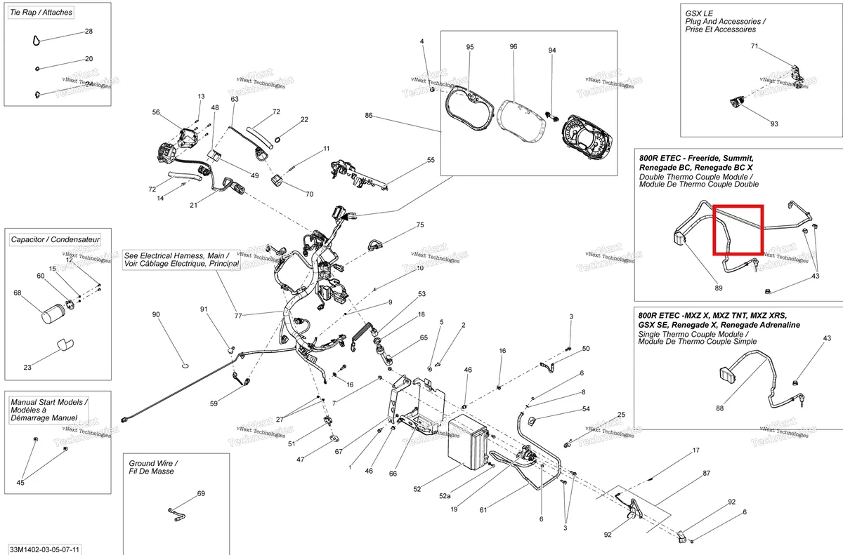 Деталь 515177555 на схеме узла 2014 Ski-Doo MXZ X-RS 600HOE XS RS Electrical System 600Hoetec
