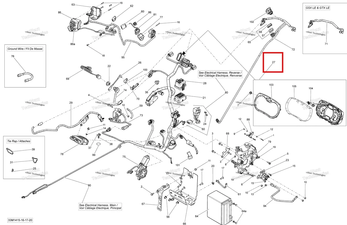 Деталь 515177588 на схеме узла 2014 Ski-Doo RENEGADE X 12004TEC XR Electrical System