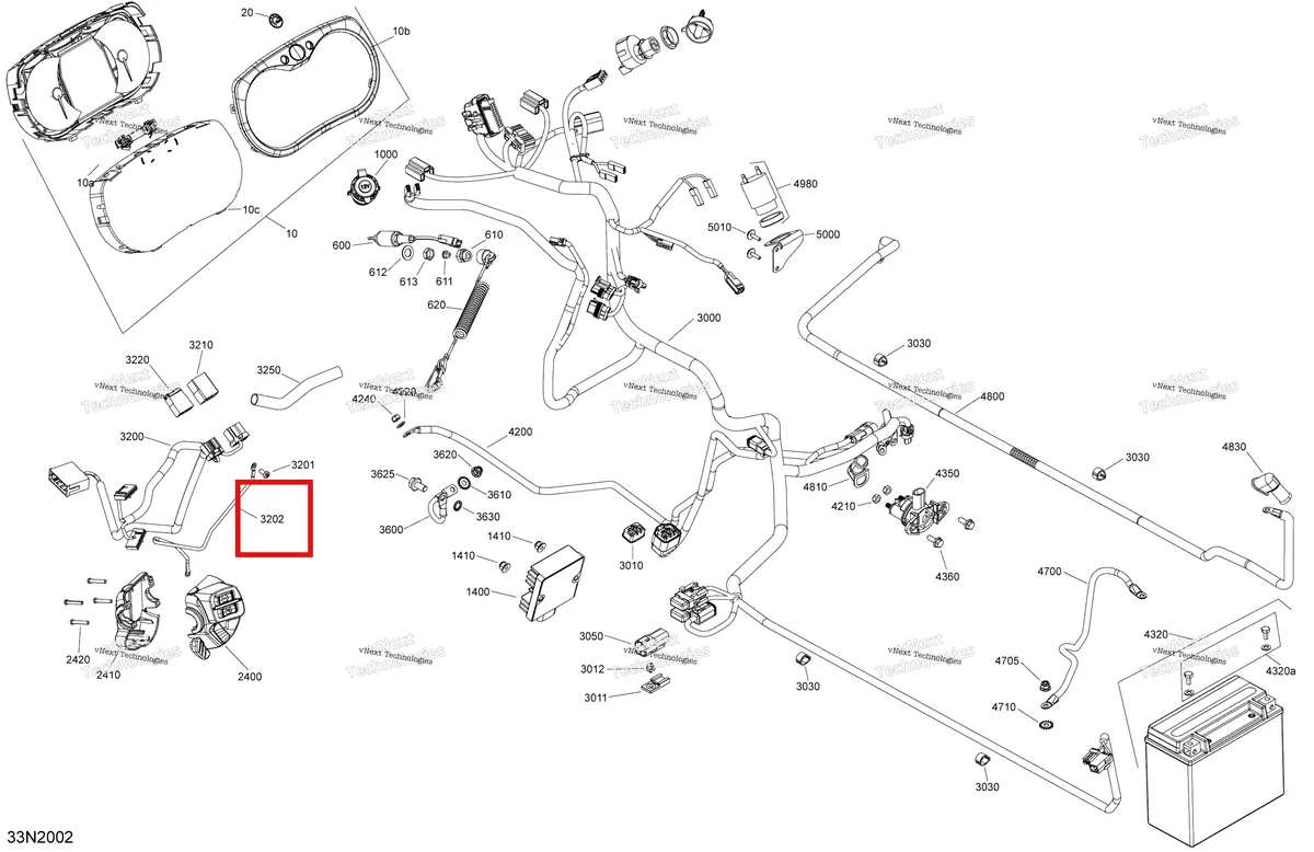Деталь 515177668 (Деталь Ground Cable) на схеме узла 2020 Ski-Doo SKANDIC WT 550F Electric - System