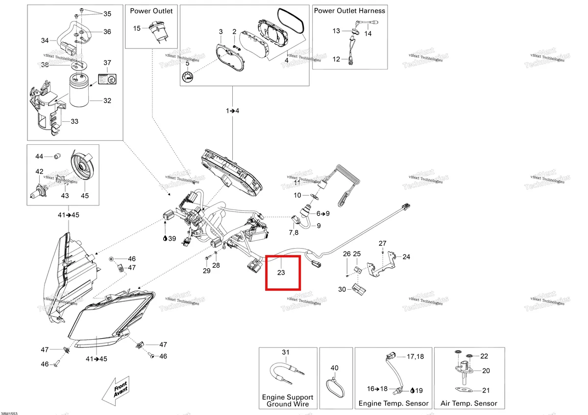Деталь 515177683 (Деталь Main Harness. Includes 1 To Wms) на схеме узла 2015 Ski-Doo EXPEDITION LE 600 E-TEC Electrical System