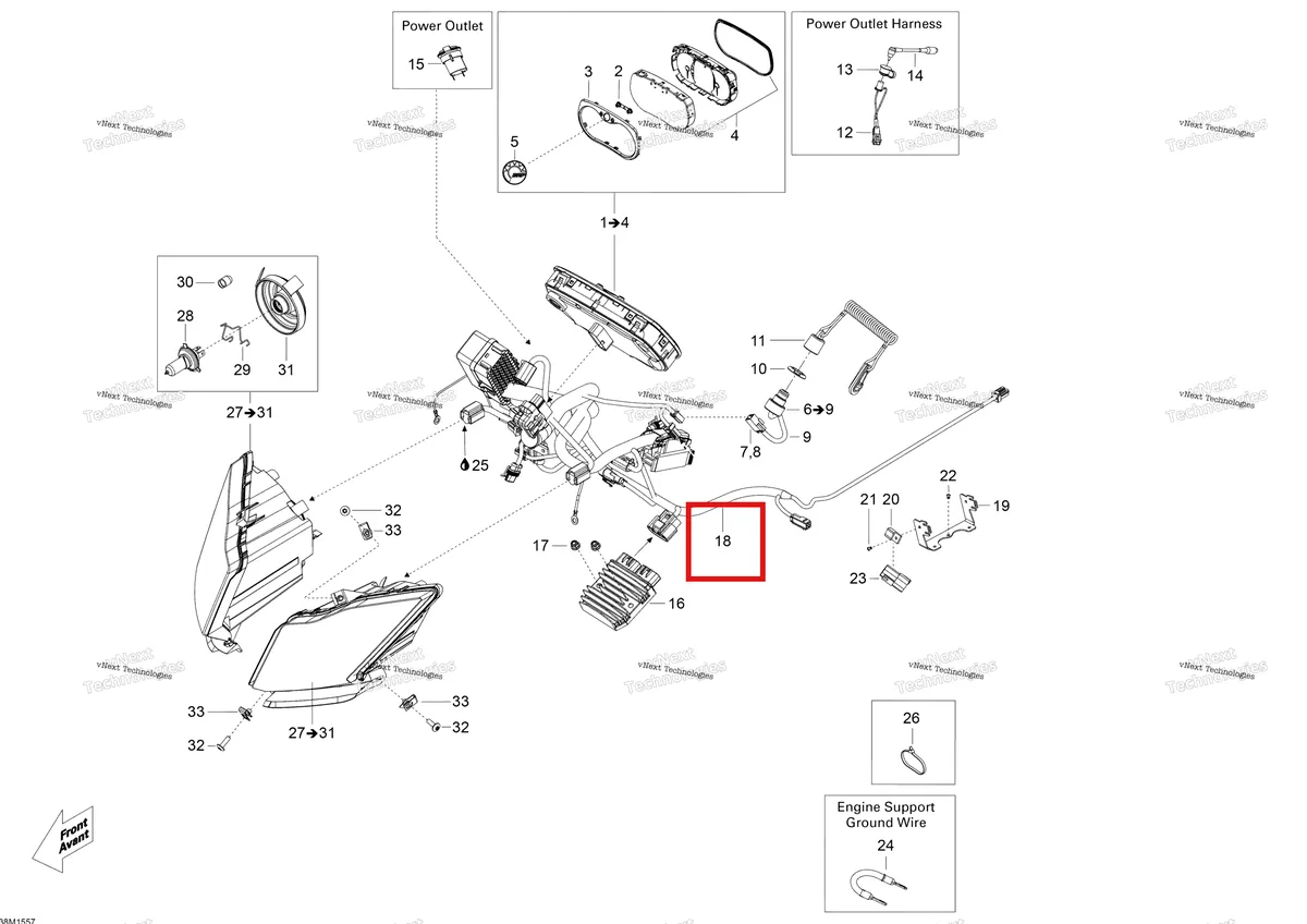 Деталь 515177689 (Деталь Main Harness. Includes 1 To Vms) на схеме узла 2015 Ski-Doo EXPEDITION LE 1200 4-TEC Electrical System