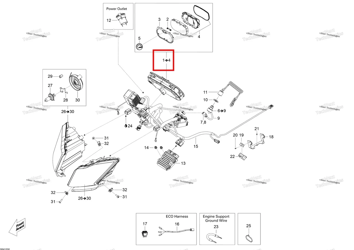 Деталь 515177733 на схеме узла 2015 Ski-Doo SKANDIC WT 600 ACE Electrical System