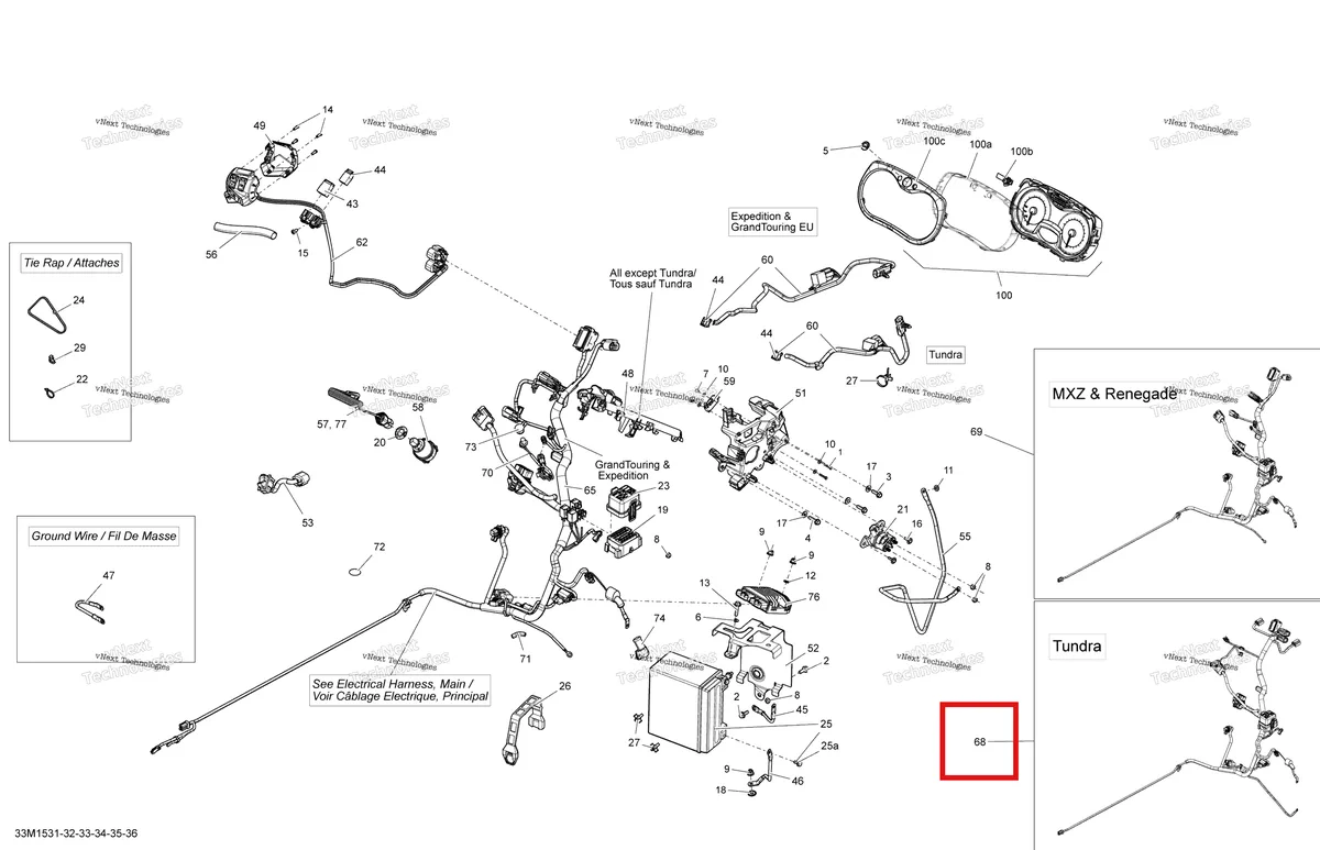 Деталь 515177755 на схеме узла 2015 Ski-Doo TUNDRA SPORT 600ACE XU137 Electrical System