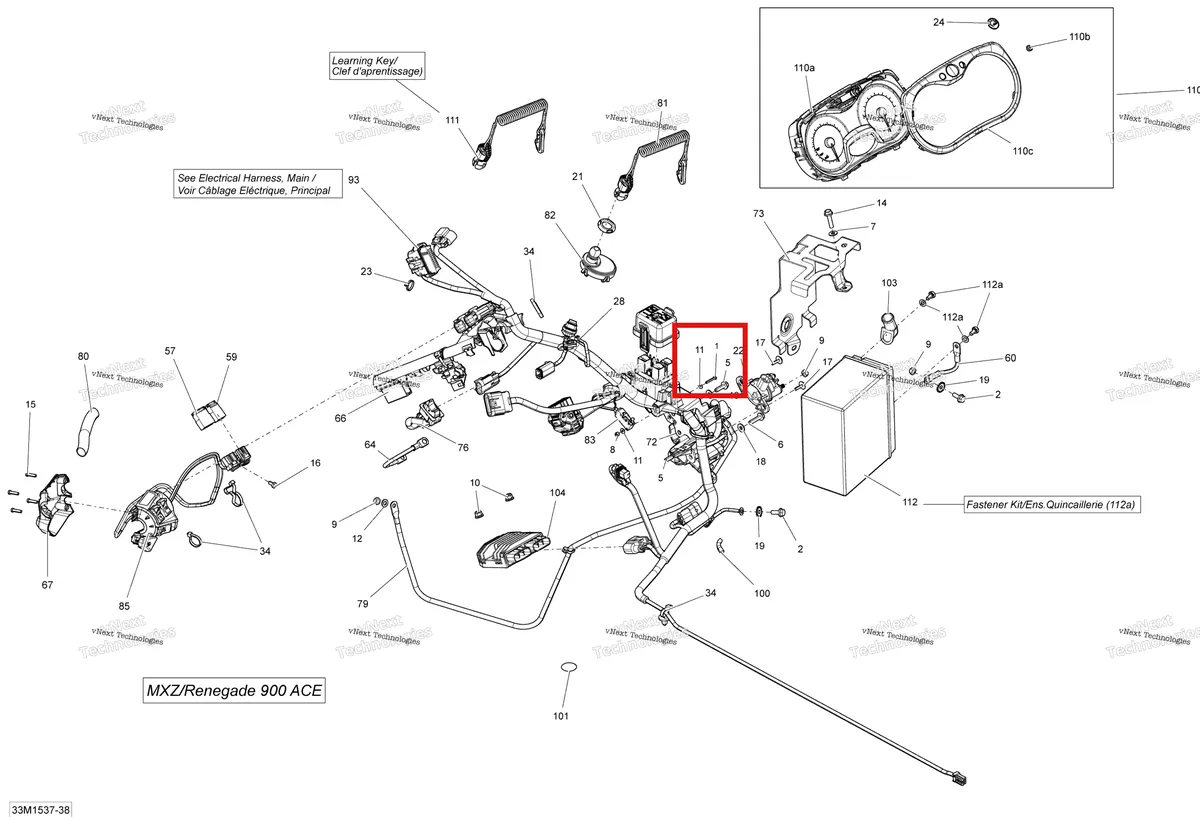 Деталь 515177756 на схеме узла 2015 Ski-Doo MXZ TNT 900ACE XS120 Electrical System